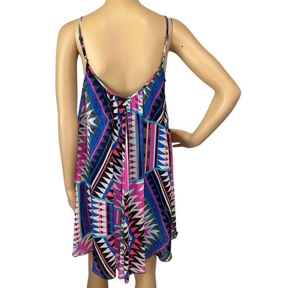 2/$15 Express Bold Geo Mini Dress V-Neck Sleeveless Size XS - Picture 5 of 11